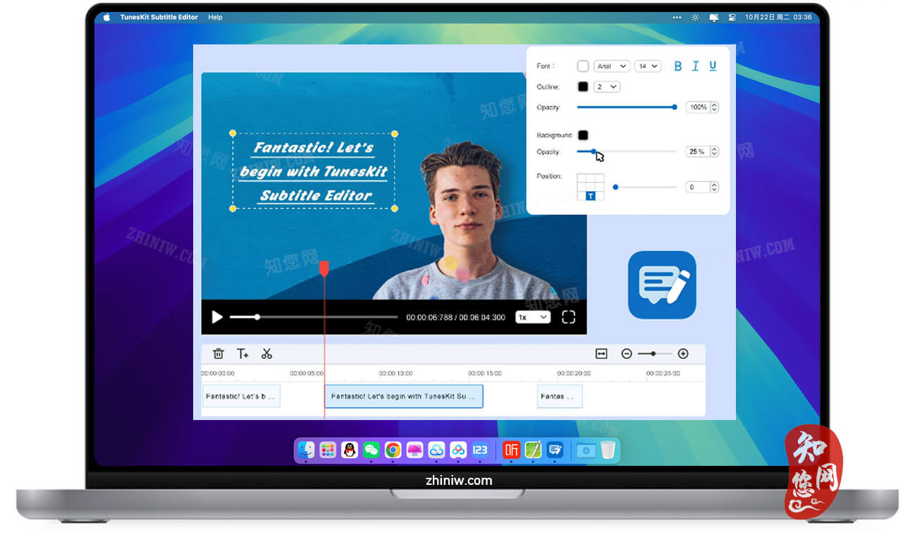 TunesKit Subtitle Editor Mac破解版下载免费尽在知您网zhiniw.com
