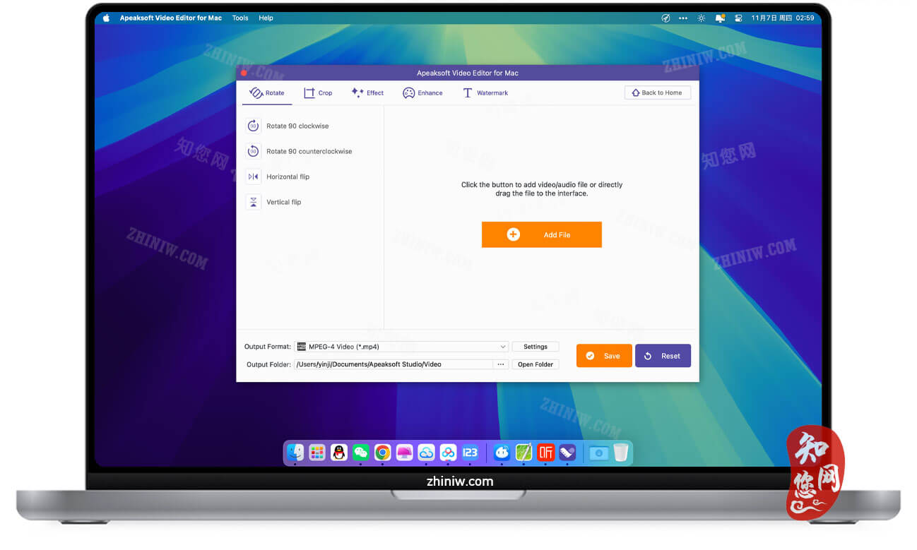 Apeaksoft Video Editor Mac破解版下载免费尽在知您网zhiniw.com